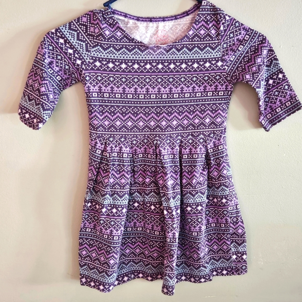 Adorable Purple Quarter Sleeve Dress Sz xs 4-5 by Faded Glory